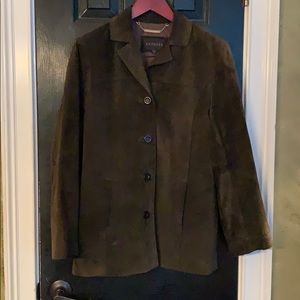 Vintage Express olive green suede coat small